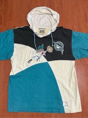 Vintage 90’s Mirage Marlins Looney Tunes Embroidered Hoodie Tee XL